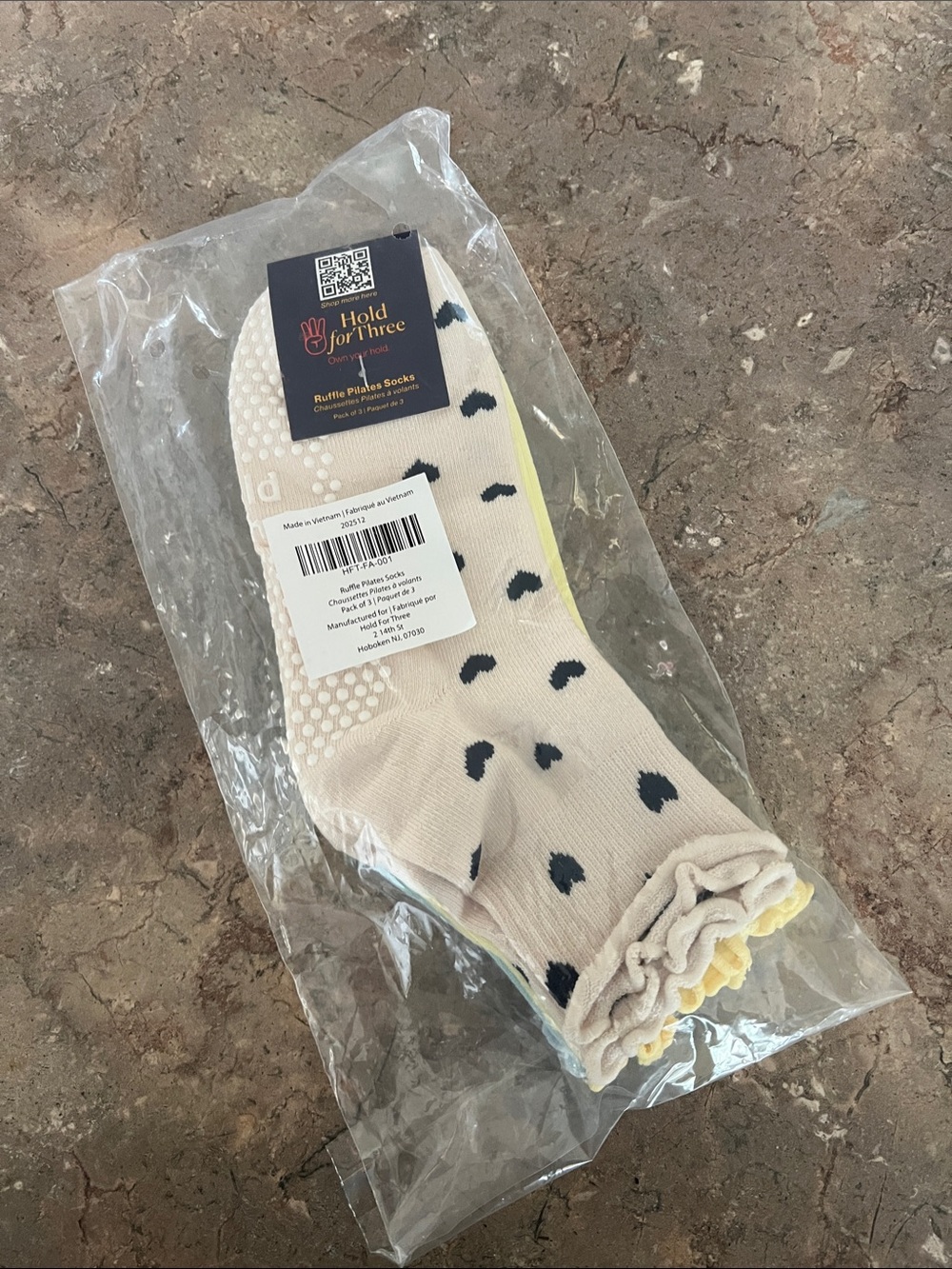 Cream Ruffle Ankle Socks with Black Heart Dots